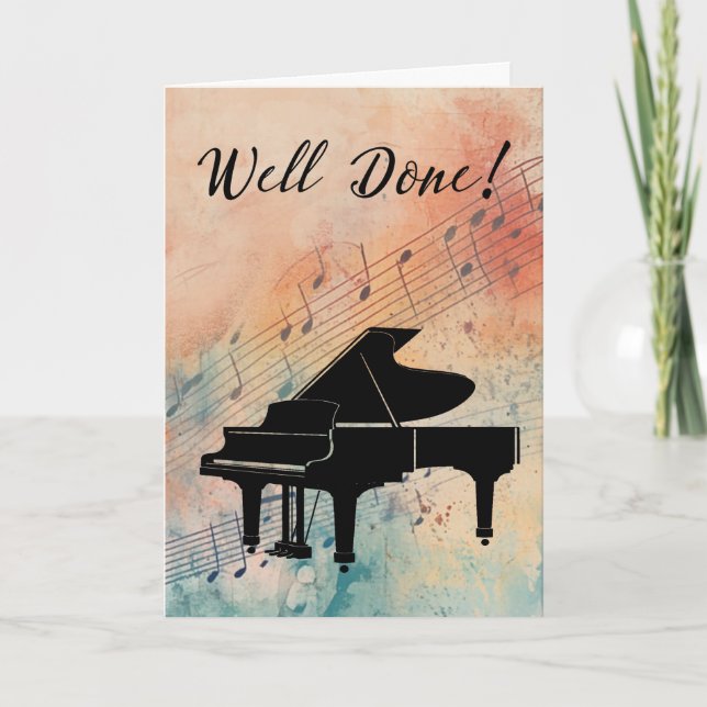Carte Piano Performance Félicitations pour Aquarelle (Devant)