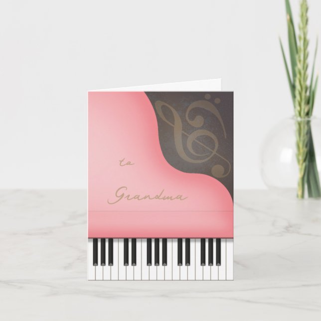 Carte Piano Rose Fantaisiste Fête des Mères Maman ou Gra (Devant)