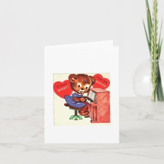 Carte Piano vintage Jouer Teddy Valentine (Devant)