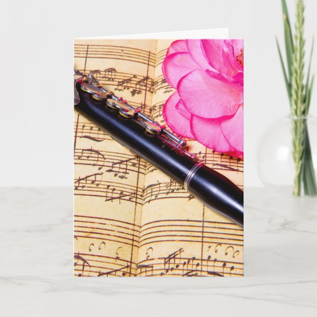 Carte Piccolo on sheet music custom greetings cards (Devant)