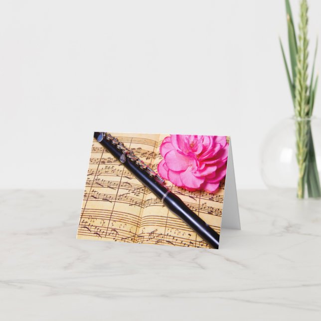 Carte Piccolo on sheet music custom note card (Devant)