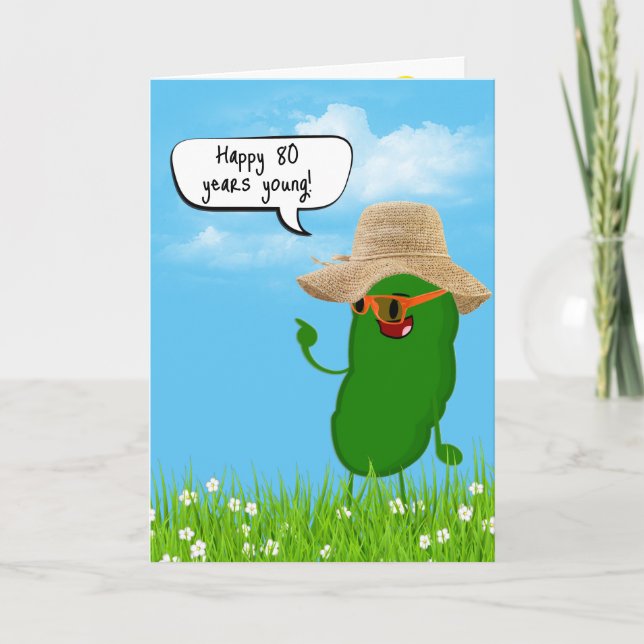 Carte Pickle Personne avec Casquette pour 80e anniversai (Devant)