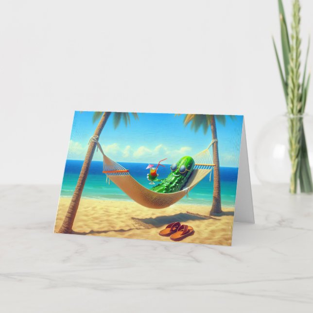 Carte Pickle Relaxant Dans Hammock Anniversaire (Devant)