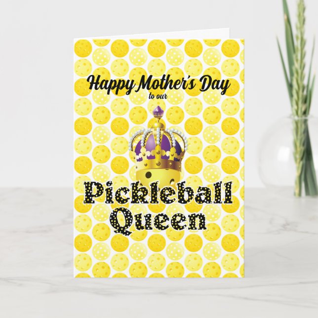 Carte Pickleball Queen - Pickleball Jaune Porte Couronne (Devant)