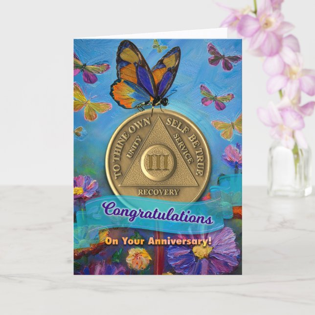 Carte Pièce commémorative 3 ans AA Papillons Fleurs (Orchidée)