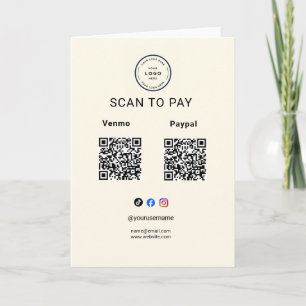 Carte Piedestal de code QR du logo de l'entreprise Scan 