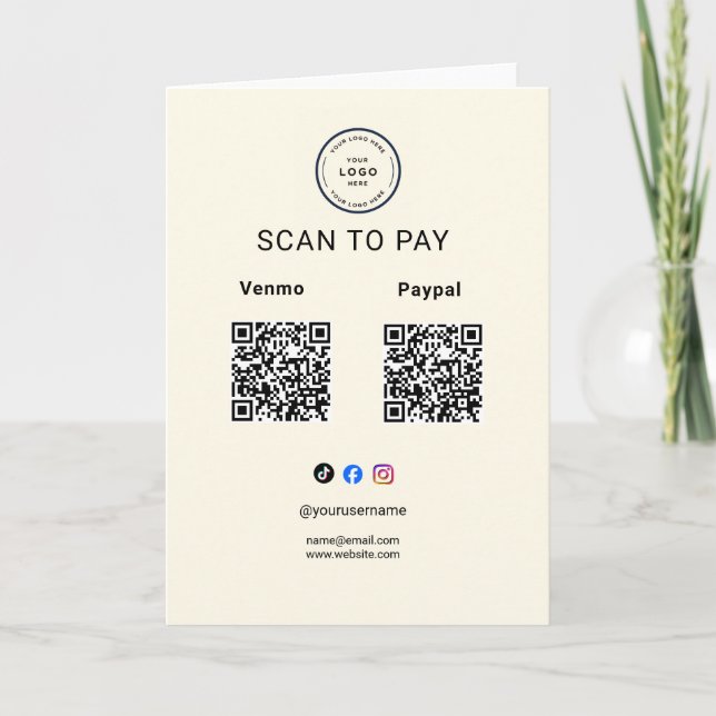Carte Piedestal de code QR du logo de l'entreprise Scan  (Devant)