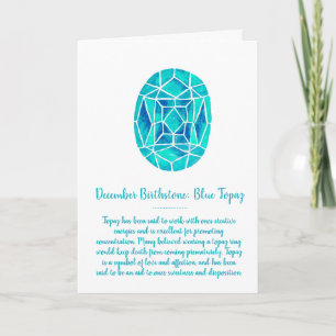 Carte Pierre de naissance de décembre Topaze bleue Anniv