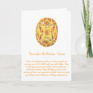 Carte Pierre de naissance de novembre Citrine Aquarelle 