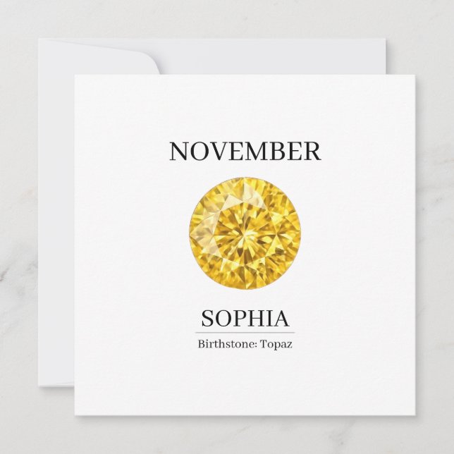 Carte Pierre de naissance de novembre Nom d'anniversaire (Devant)