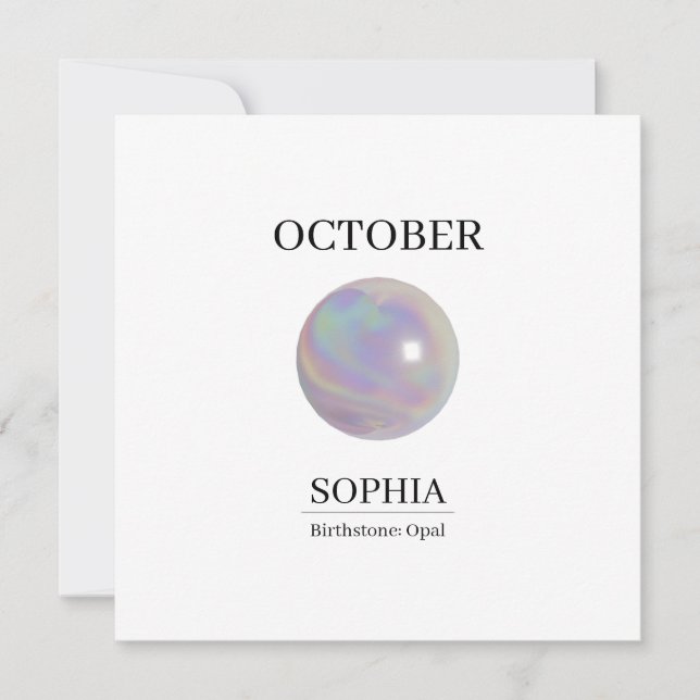 Carte Pierre de naissance d'octobre Nom d'anniversaire O (Devant)