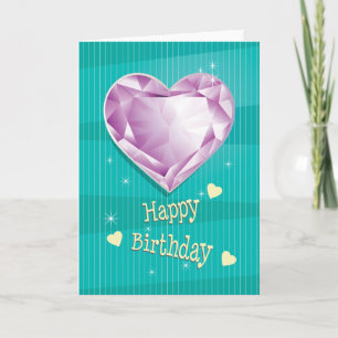 Carte Pierre de naissance Juin Violet Alexandrite Coeur 