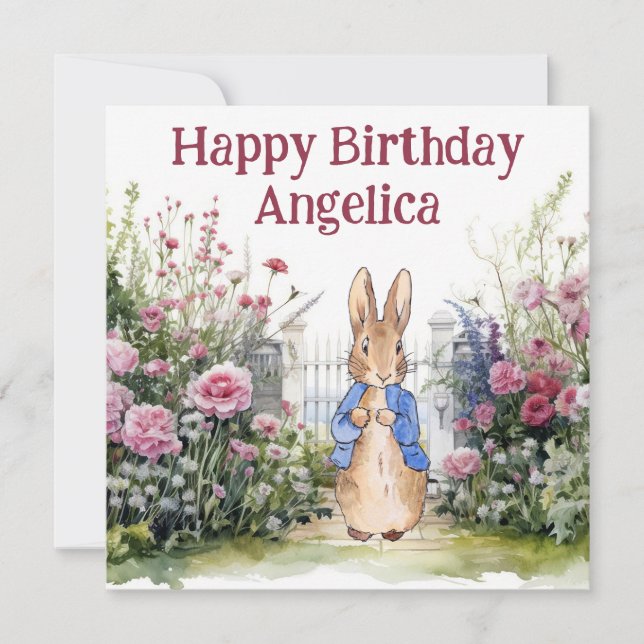 Carte Pierre le lapin dans son jardin No 2 Personnalisez (Devant)