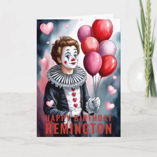 Carte Pierrot Clown Anniversaire au Coeur Charmant