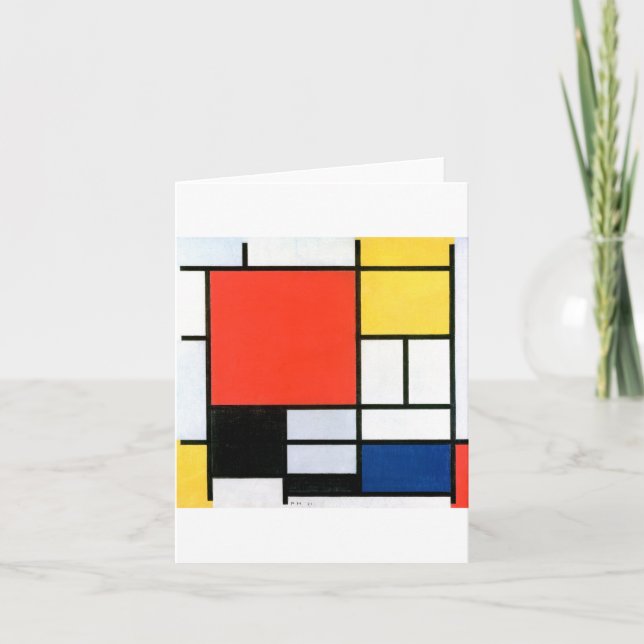 Carte Piet Mondrie Composition Rouge Jaune Bleu Noir (Devant)