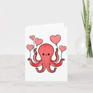 Carte Pieuvre Avec Ballons Coeurs Valentines Jour Octopu