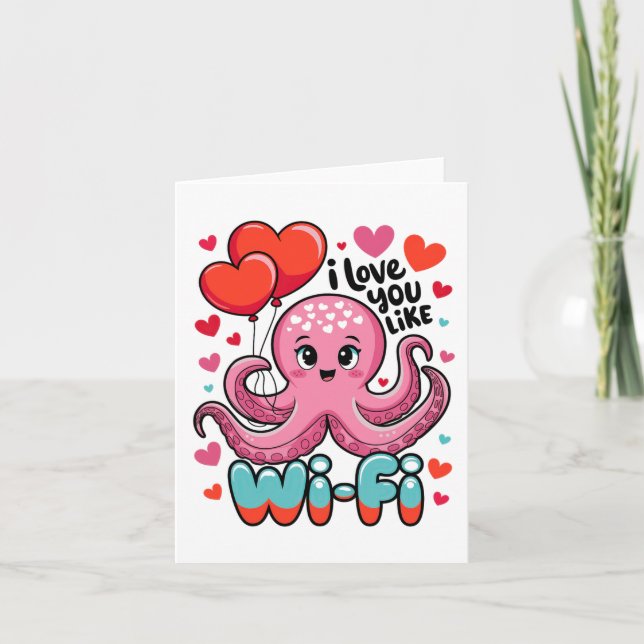 Carte Pieuvre avec des cœurs Bylloons Je t'aime comme le (Devant)