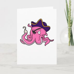 Carte Pieuvre en pirate avec main crochue