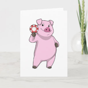 Carte Pig au Poker avec des jetons de Poker