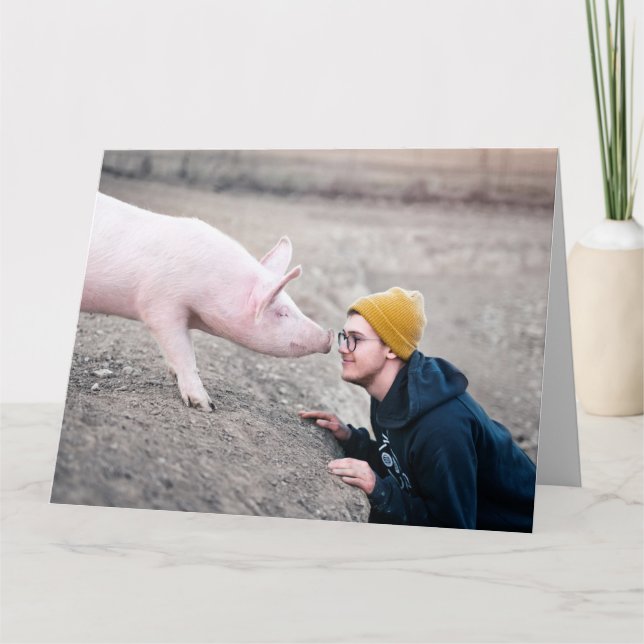 CARTE PIG BIRTHDAY HUGS KISSES GREETING CARDS (Devant)