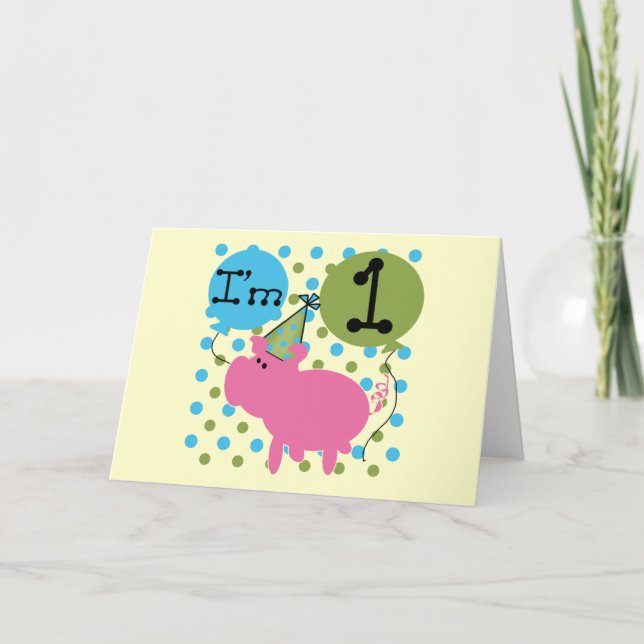 Carte Pig I'm 1 Tshirts et cadeaux d'anniversaire (Devant)