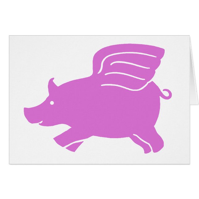 Carte Pig Volant - Rose (Devant horizontal)