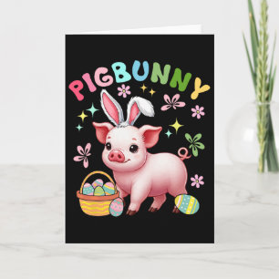 Carte Pigbunny Mignon Cosplay de Cochon Lapin Chasse Œuf