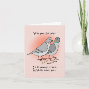 Carte Pigeon Partager Fries Français Ami drôle Merci