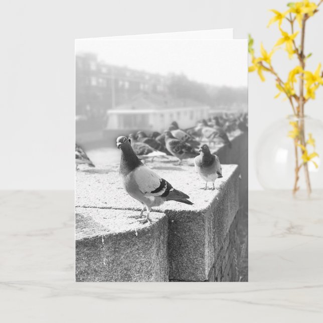 Carte Pigeons sur un pont (Fleur jaune)