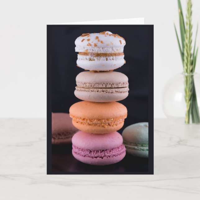 Carte Pile coloré de Macarons français (Devant)