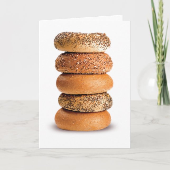 CARTE PILE DE BAGELS LOX LOVE SESAME POPPY SEED CHAQUE (Devant)