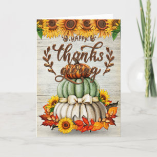 Carte Pile de citrouilles de Thanksgiving heureux