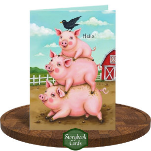Carte Pile de cochons Barnyard Fun Penser de vous