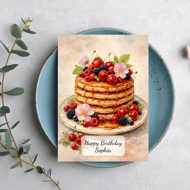 Carte Pile de crêpes aux baies vintage (Créateur téléchargé)