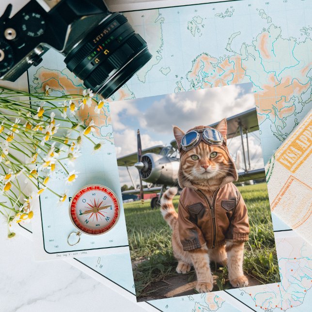 Carte Pilote Chat & Avion, Anniversaire d'aviation drôle (Créateur téléchargé)