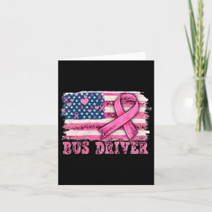 Carte Pilote de bus American Flag Pink Ribbon Cancer du