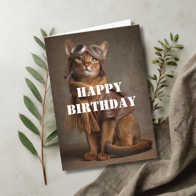 Carte Pilote de chat d'anniversaire Aviateur Cool Drôle  (Créateur téléchargé)