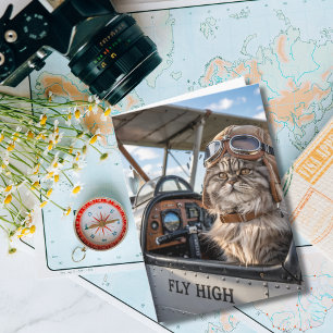 Carte Pilote de chat et avion, Cool Funny Aviation Anniv