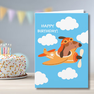 Carte Pilote de chien drôle volant avion garçon annivers
