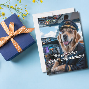 Carte Pilote de chien et photo d'avion, anniversaire d'a