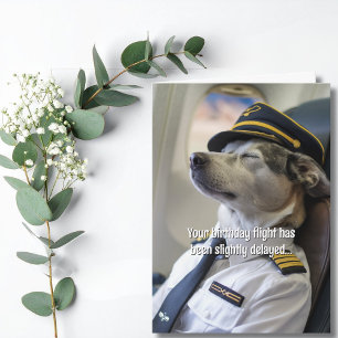 Carte Pilote de Ligne Anniversaire Chien Avion Drôle Avi