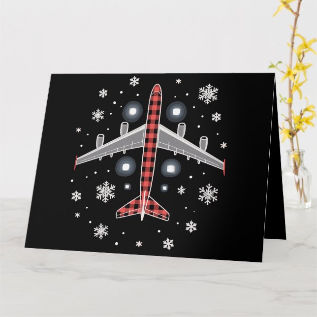 Carte Pilote de Noël avion (Fleur jaune)