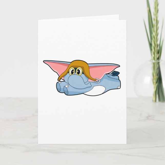 Carte Pilote d'éléphant chapeau de pilote (Devant)