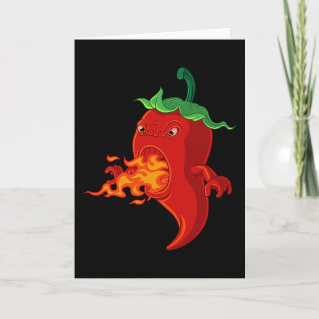 Carte piment chaud rouge avec flamme (Devant)