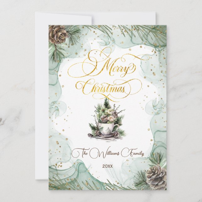 Carte Pin Botanique Joyeux Noël (Devant)