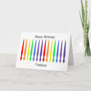 Carte Pinceaux, couleurs arc-en-ciel, joyeux anniversair