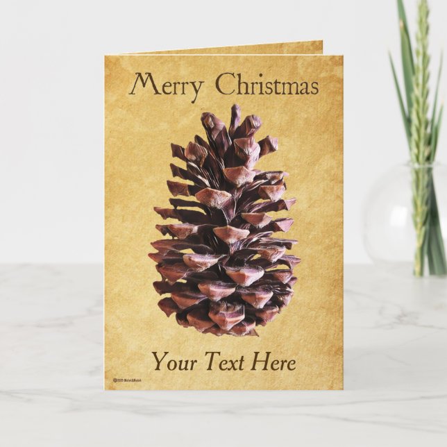 Carte Pine Cône Sur Papier Vintage - Noël (Devant)