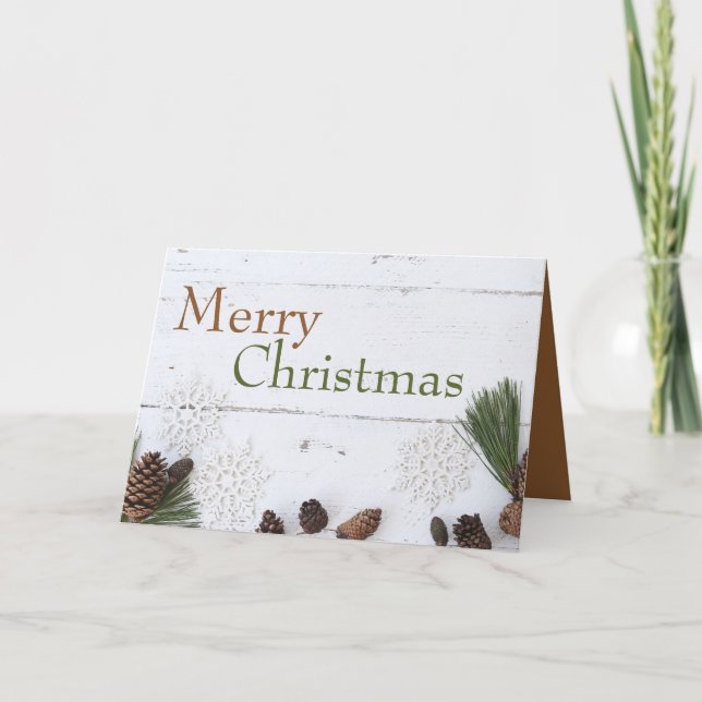 Carte Pine Cones & Snowflakes, voeux de Noël (Devant)