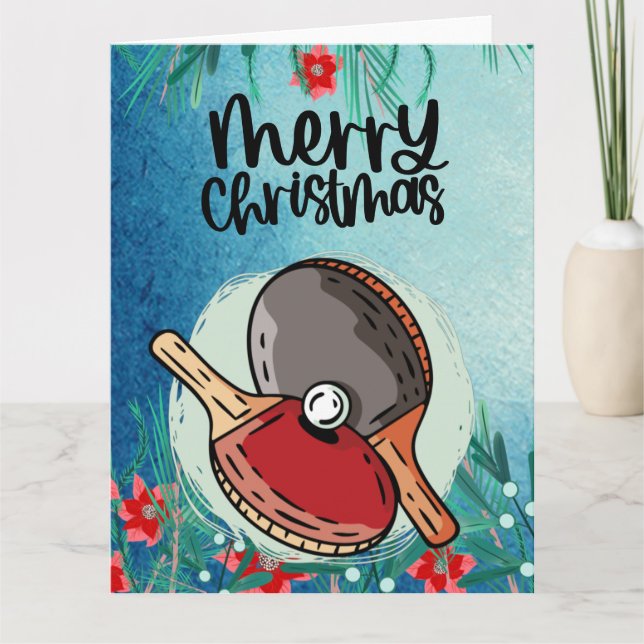 Carte Ping Pong Paddle Noël Salutation (Devant)