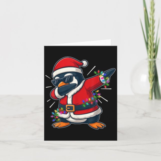 Carte Pingouin de Noël éclaire Père Noël Noël pour moi (Devant)